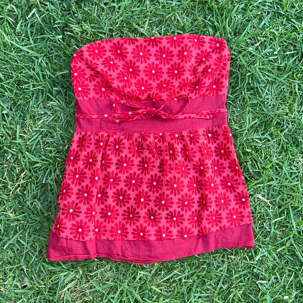 strapless summer red tube top